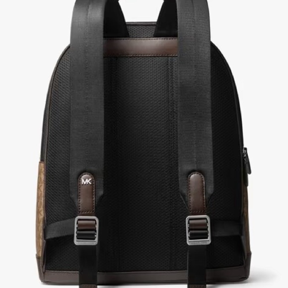 Michael Kors Hudson Logo Canvas Leather Large Backpack - Picture 3 of 16